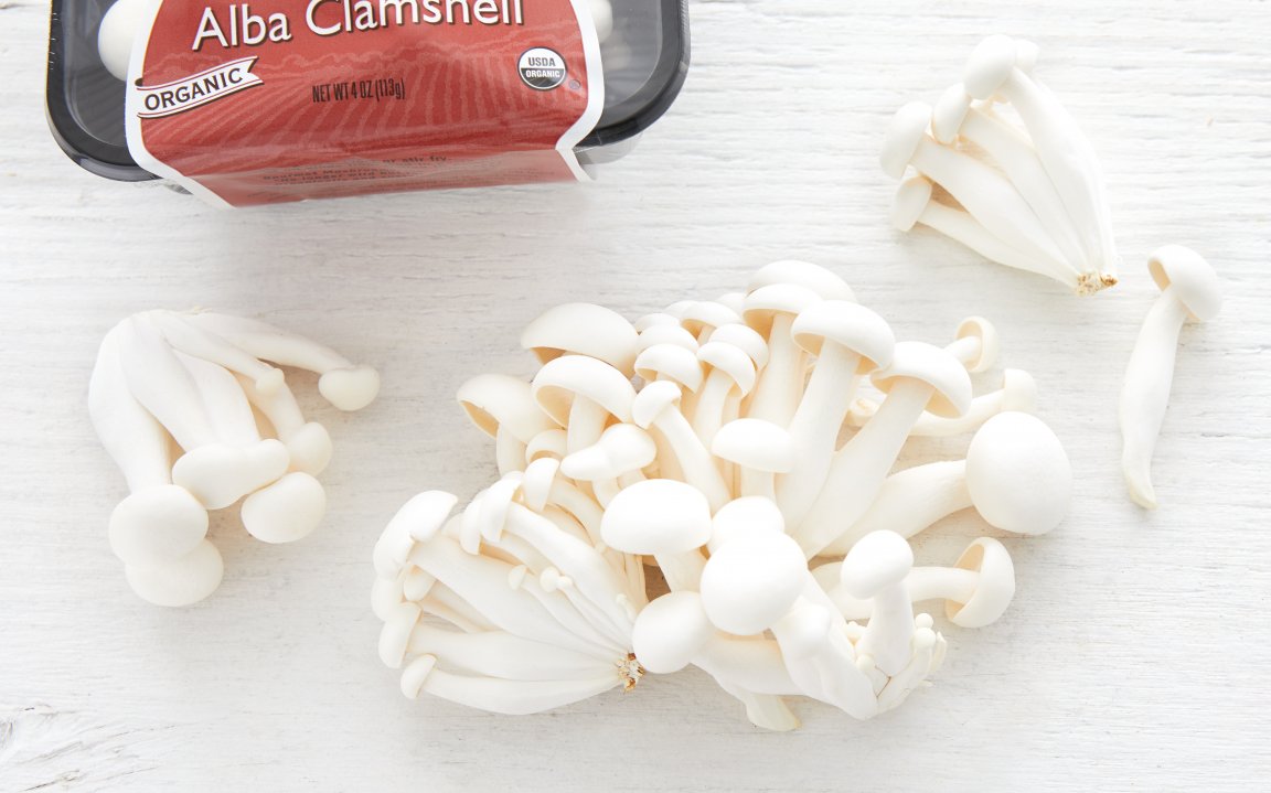 Organic Alba Clamshell (White Beech) Mushrooms Gourmet Mushrooms Inc
